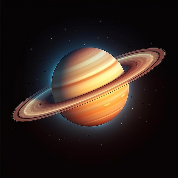 宇宙にあるリアルな土星の惑星 美しいイラスト画像 生成AI