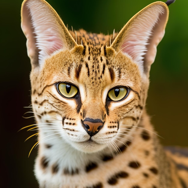 Realistic savannah cat on ravishing natural outdoor background