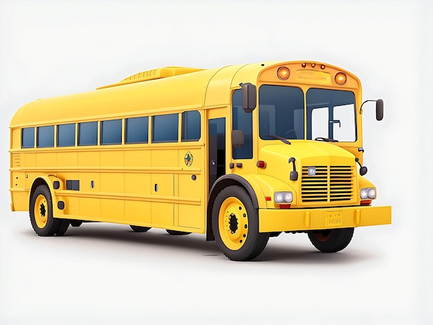 Realistic school bus yellow vehicle vector illustration