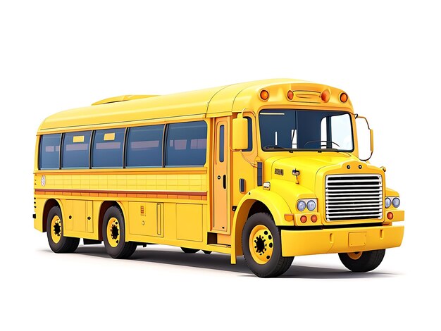 Realistic school bus yellow vehicle vector illustration