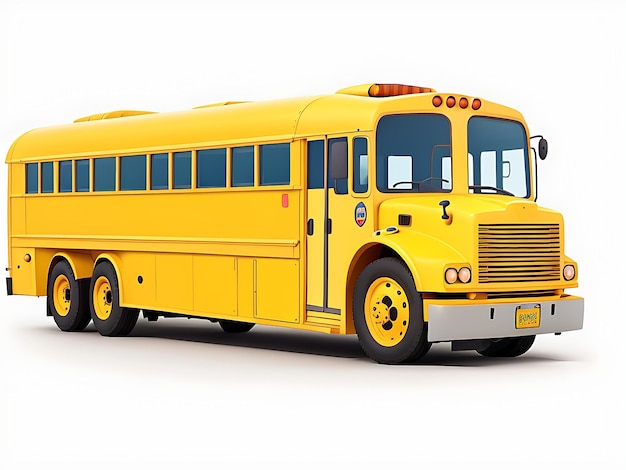 Realistic school bus yellow vehicle vector illustration