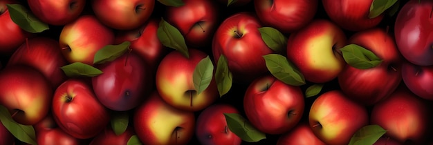 реалистичный бесшовный рисунок свежих яблок с каплями воды на фоне баннера