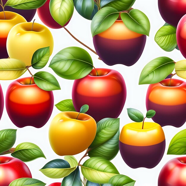 Realistic seamless pattern of fresh apples