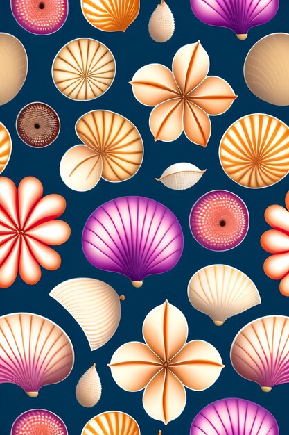 Realistic seamless pattern with shells