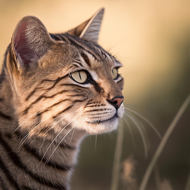 Realistic serengeti cat on ravishing natural outdoor background