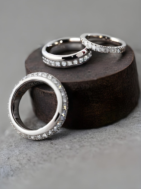 Realistic sharply focused highly detailed wedding rings of high quality in HDR UHD K and K resolution Generative AI Generated