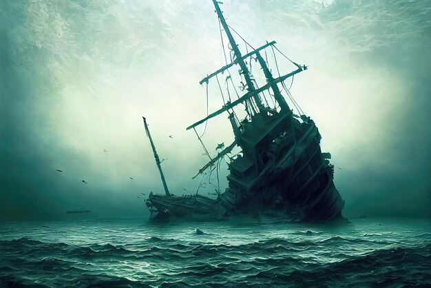 sinking pirate ship wallpaper