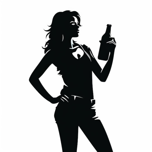 Realistic Silhouette Of Megan Holding A Beer Bottle Sticker