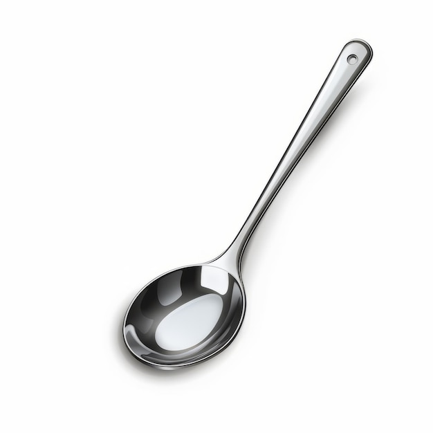 Realistic Silver Spoon Illustration On White Background