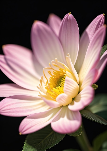 Realistic single white and pink flower