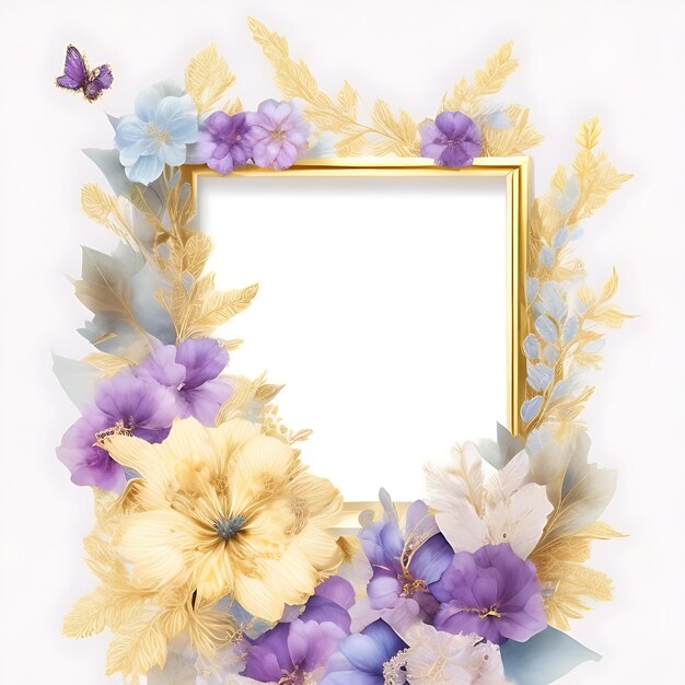 Realistic Small Flower Rectangular Frame