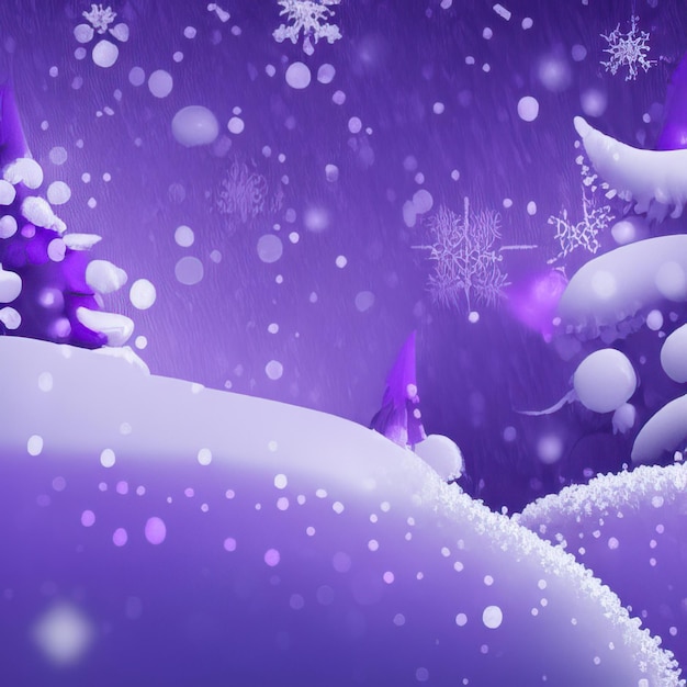 Photo realistic snow background blue pink color objects about christmas silver brown purple
