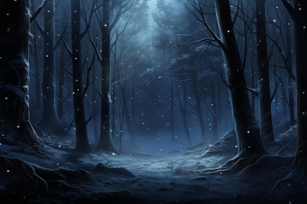 Realistic snowfall against a dark background