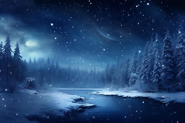 Realistic snowfall wallpaper concept