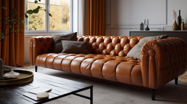 realistic sofa HD 8K wallpaper Stock Photographic Image
