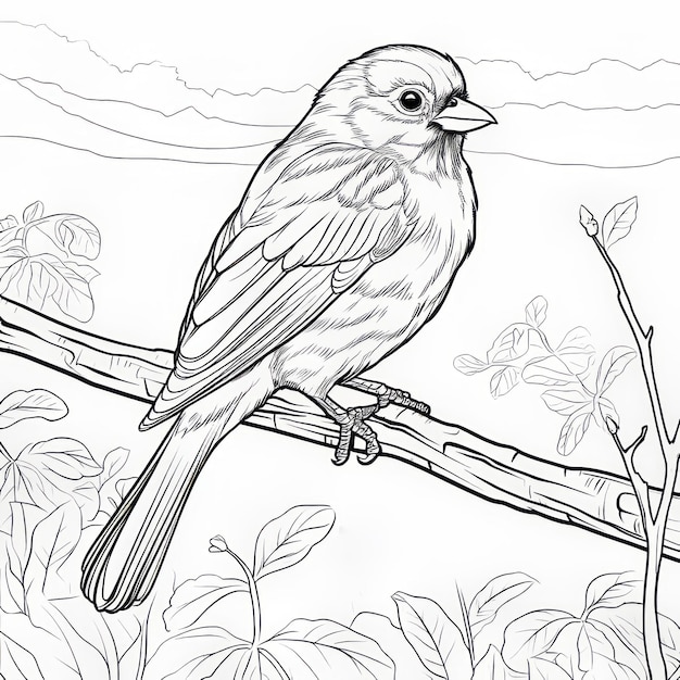 Photo realistic sparrow coloring page for toddlers