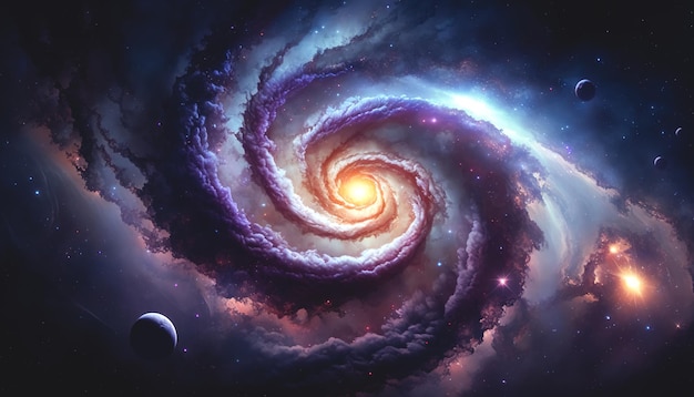 Realistic spiral galaxy with stars generative AI