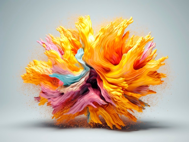Realistic splash liquid explosion over a ligtht background Ai Generative illustration