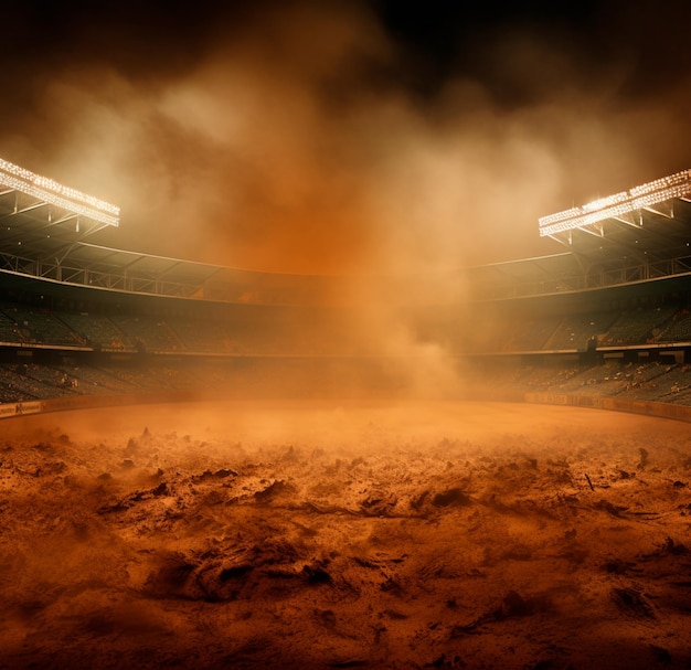 REALISTIC STADIUM PHOTO WITH SMOKE AND DUST IN 4K