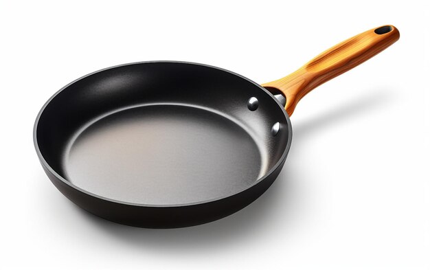 Realistic Stainless Steel Frying Pan Art on white background