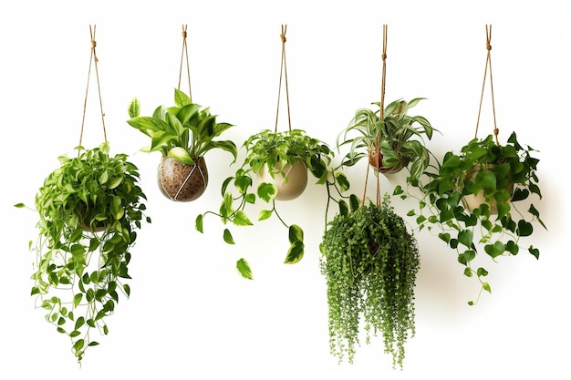 Realistic Stock Photos of hanging plant on white background Generative AI