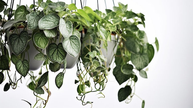 写真 白い背景に吊るされた植物の現実的なストック写真