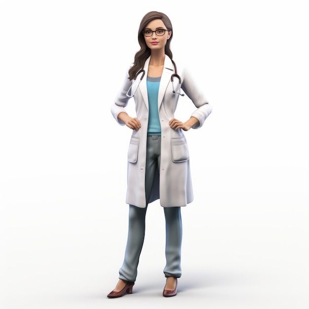 Photo realistic studio portrait of female doctor from sims 4