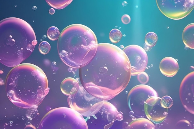 Realistic style soap bubbles background