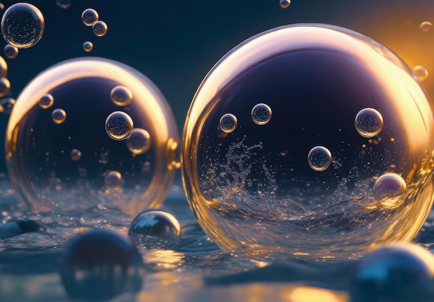 Realistic style transparent shiny bubbles wallpaper