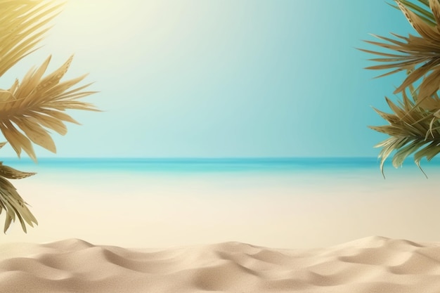 Realistic Summer Background Vibrant Tropical Theme with Ocean View and Palm Trees