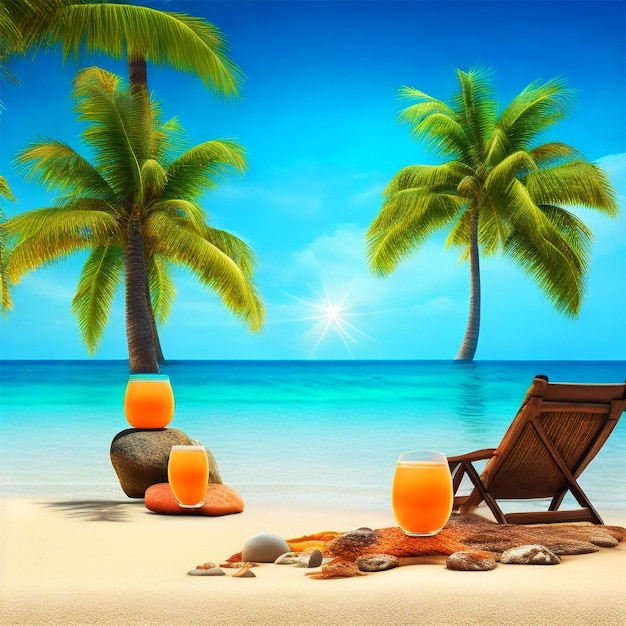 Realistic summer beach wallpaper