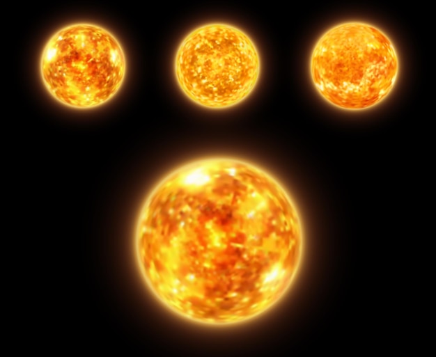 Realistic Sun globe in space 3d vector star