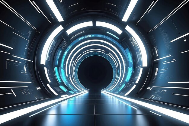 Realistic technology light tunnel futuristic background