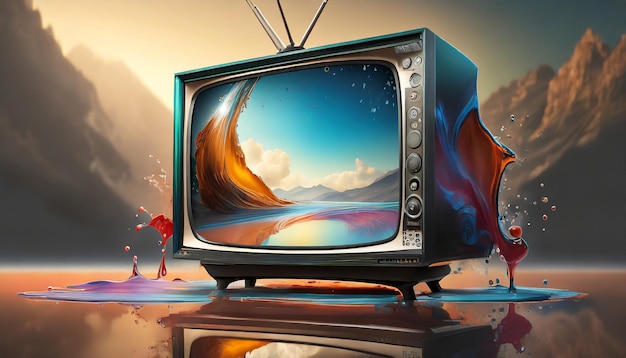 Photo realistic television with melting effect