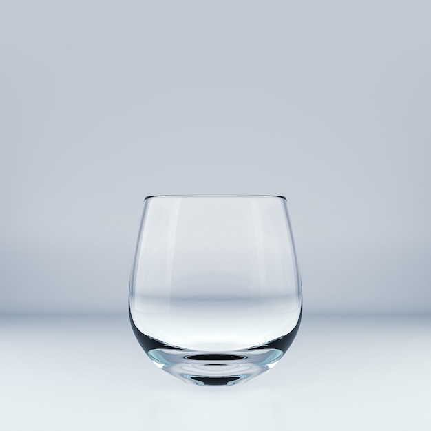 Realistic Template of an Empty Transparent Glass. 3D Illustration.