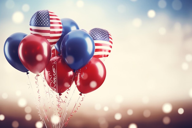 Photo realistic th of july independence day balloons background