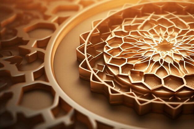 Realistic three dimensional arabic ornamental background