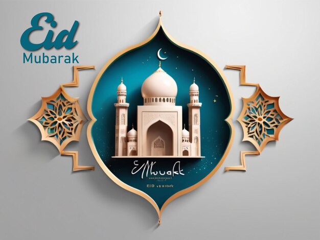 Realistic three dimensional eid mubarak illustration with free text apace