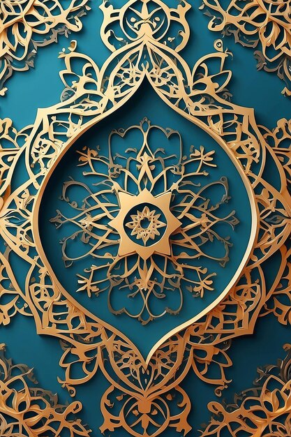 Realistic threedimensional arabic ornamental background