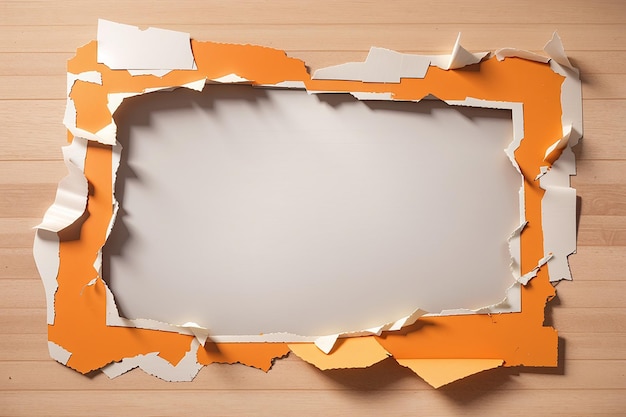 Реалистичный разорванный потрошитель оранжевой бумажной рамки фона