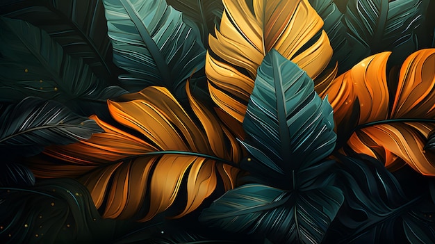Foto realistico sfondo di foglie tropicali