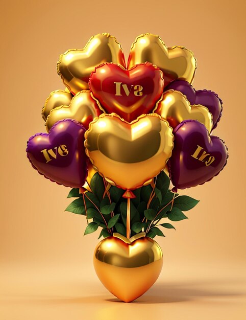 Realistic valentines day 3d hearts shapes background