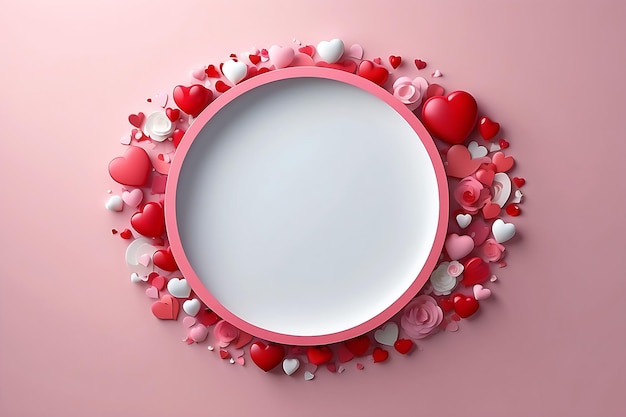 Realistic valentines day photo frame with text space