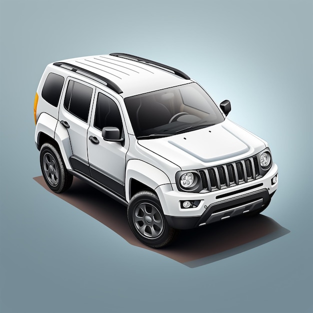 Realistic vector car suv in white color with isometric view used auto tracing tool