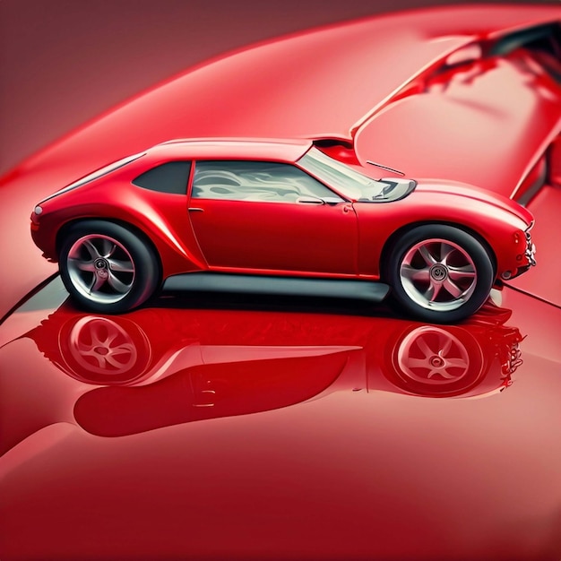 Realistic Vector Red Car Sedan with Isometric View and shadow