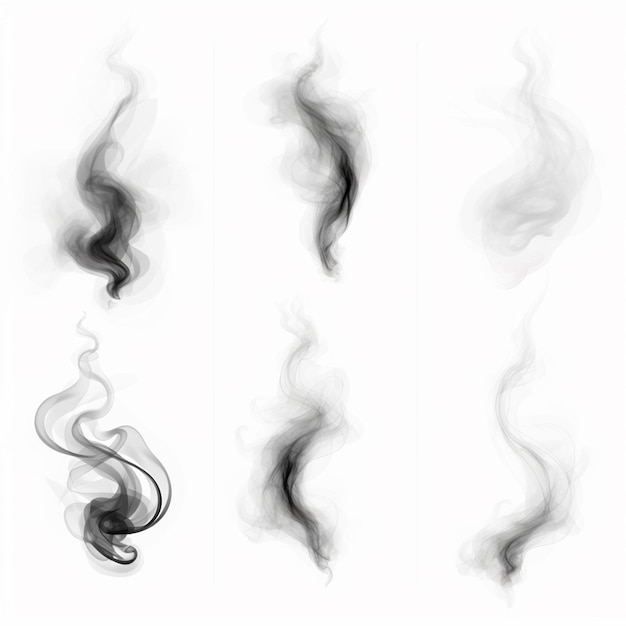 Photo realistic vector smoke set on white background