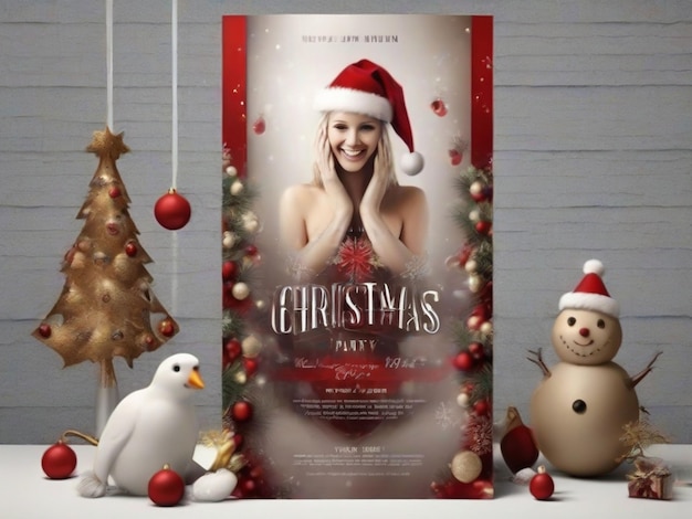 Realistic vertical merry Christmas template banner and poster