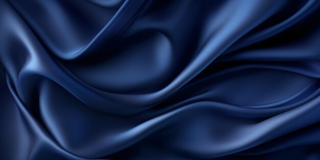 Realistic View from Above Dark Blue Silk Fabric Background