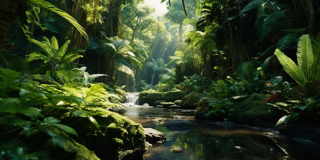 Realistic View from Above Deep Tropical Jungles Teeming with Life