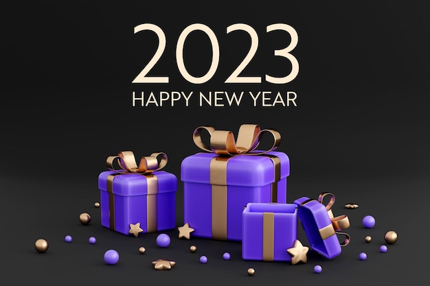 realistic violet gift box with golden ribbon bow background concept of new year and christmas
